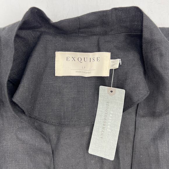 Anthropologie Exquise Tobie Button-Front Pleated Midi Shirt Dress Black Kenia - Picture 4 of 12